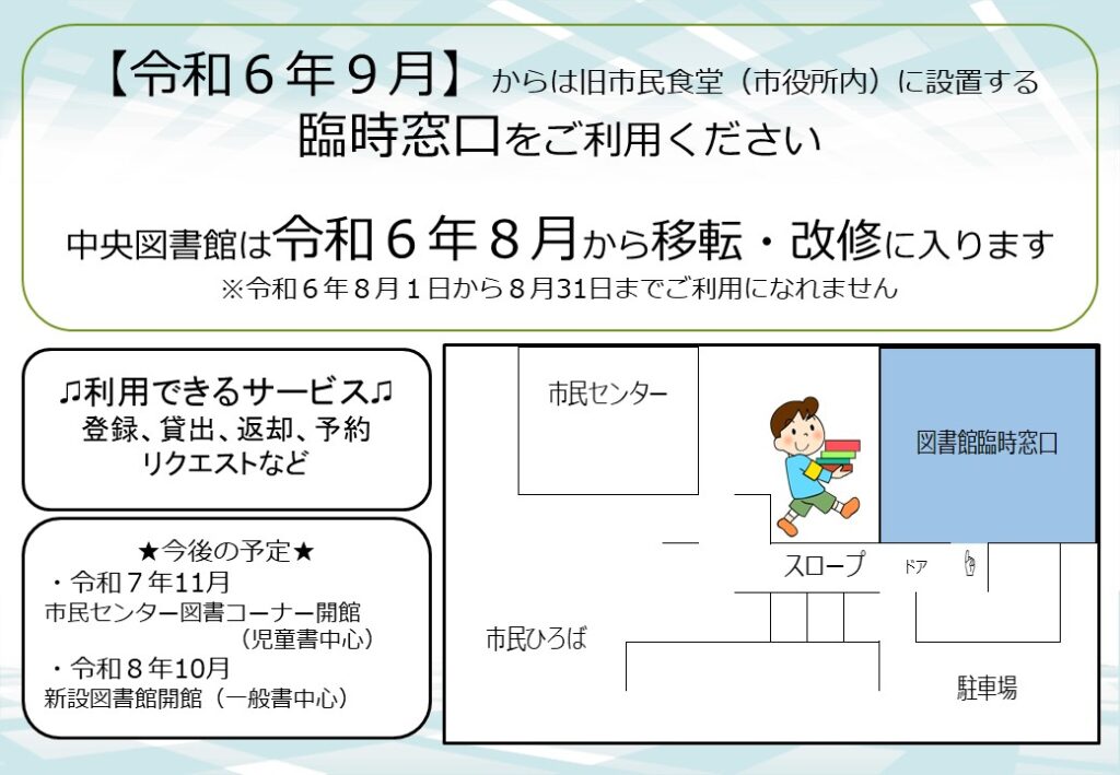 令和6年9月からは週市民食堂に設置する臨時窓口をご利用ください